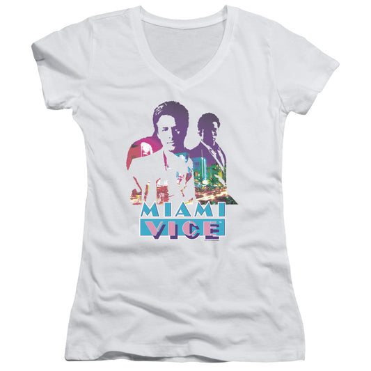 Miami Vice - Crockett And Tubbs - Junior V-neck - White