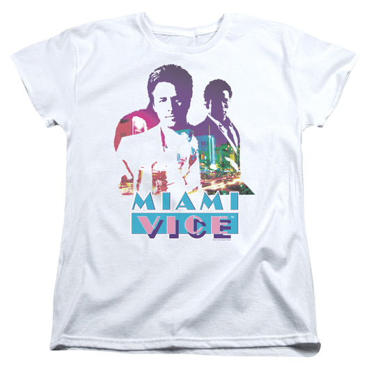 Miami Vice - Crockett And Tubbs - Short Sleeve Womens Tee - White T-shirt