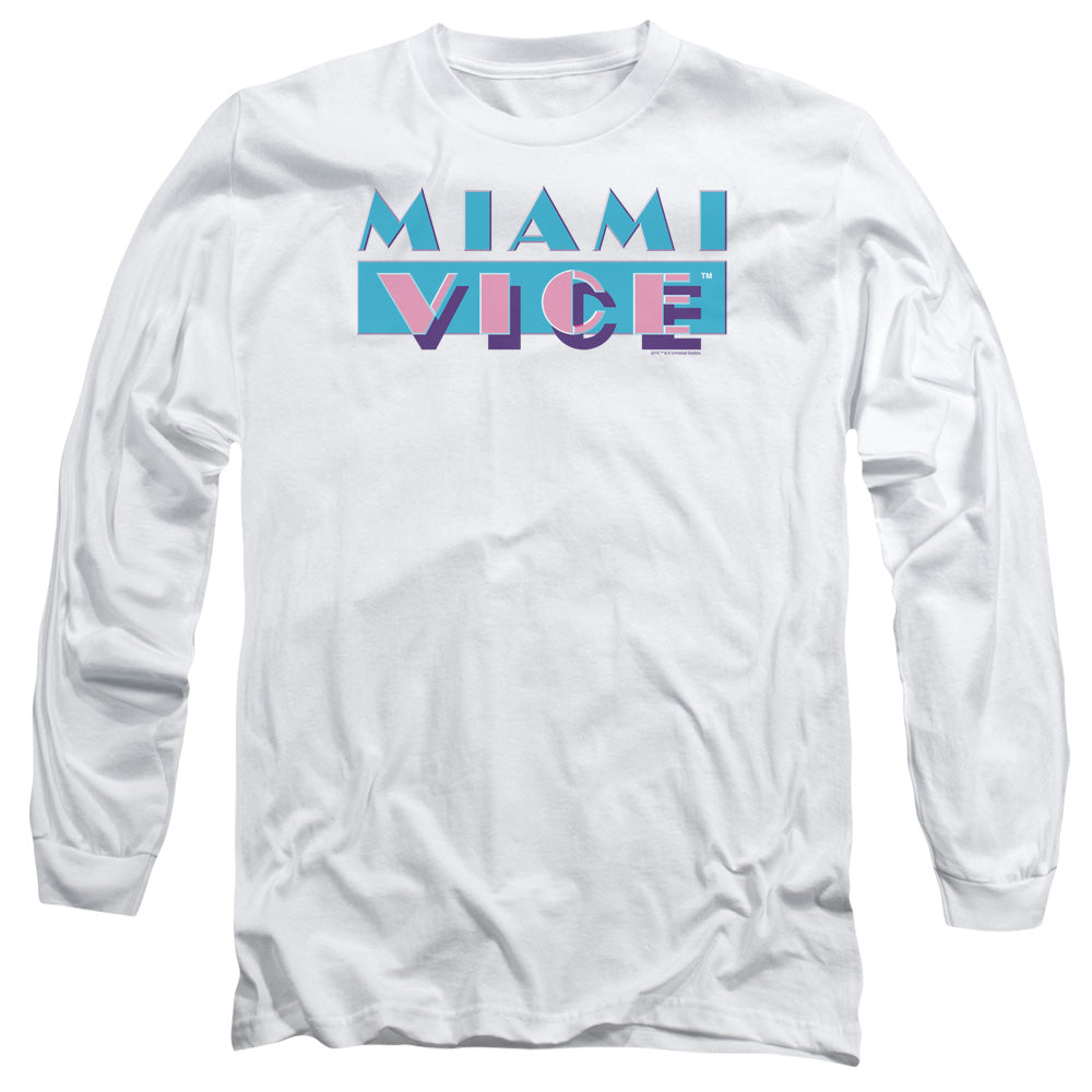 Miami Vice - Logo - Long Sleeve Adult 18/1 - White T-shirt