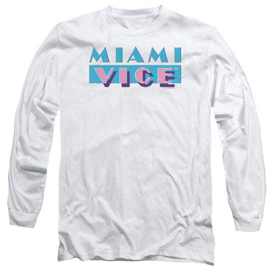 Miami Vice - Logo - Long Sleeve Adult 18/1 - White T-shirt