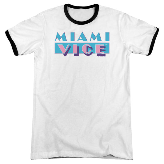 Miami Vice - Logo - Adult Ringer - White/black