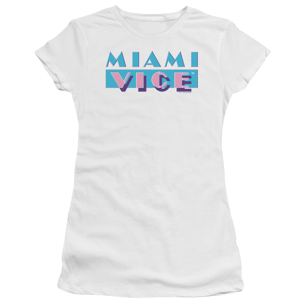 Miami Vice - Logo - Short Sleeve Junior Sheer - White T-shirt