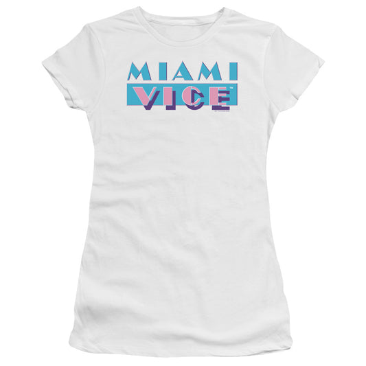 Miami Vice - Logo - Short Sleeve Junior Sheer - White T-shirt
