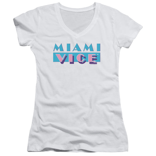 Miami Vice Logo - Junior V-neck - White