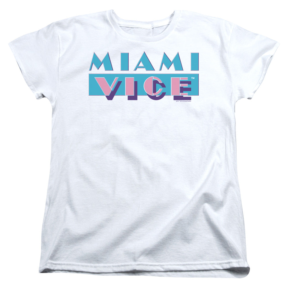 Miami Vice - Logo - Short Sleeve Womens Tee - White T-shirt