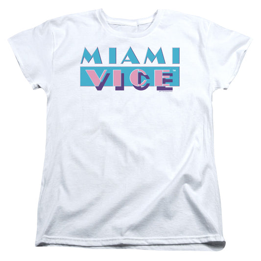 Miami Vice - Logo - Short Sleeve Womens Tee - White T-shirt