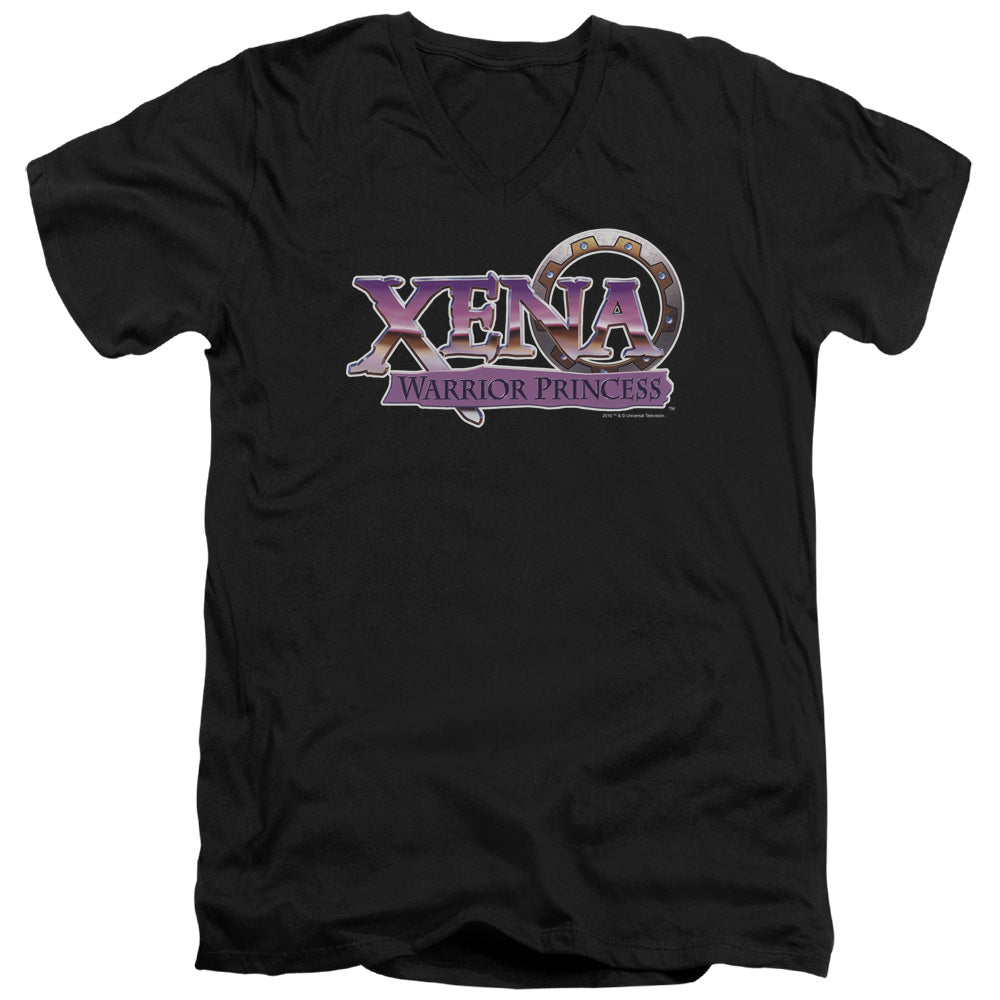 Xena - Logo - Short Sleeve Adult V-neck - Black T-shirt