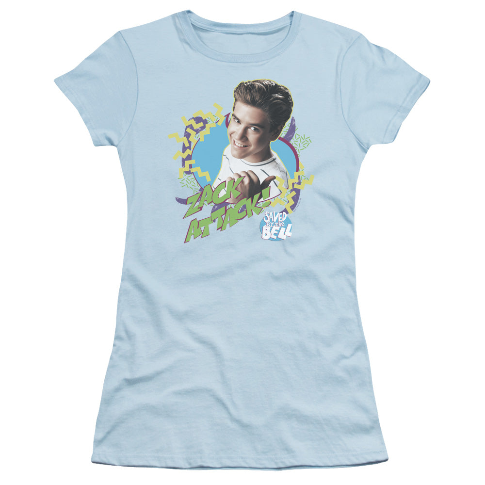 Saved By The Bell - Zack Attack - Short Sleeve Junior Sheer - Light Blue T-shirt