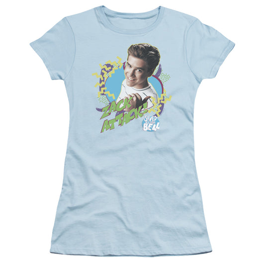 Saved By The Bell - Zack Attack - Short Sleeve Junior Sheer - Light Blue T-shirt
