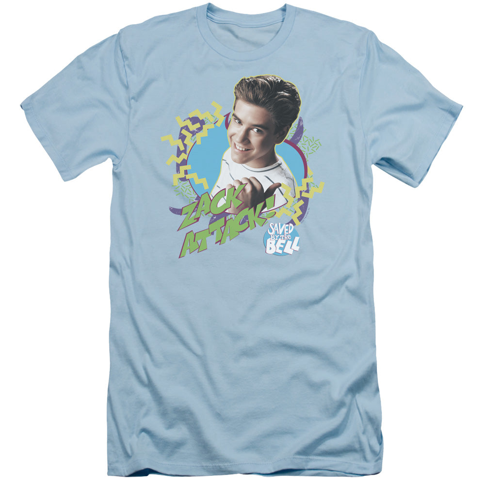 Saved By The Bell - Zack Attack - Short Sleeve Adult 30/1 - Light Blue T-shirt