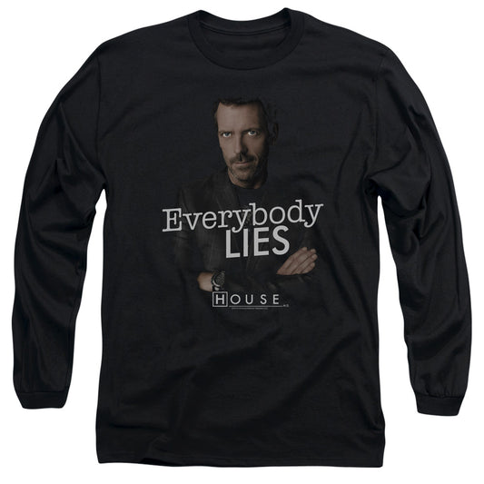 House - Everybody Lies - Long Sleeve Adult 18/1 - Black T-shirt