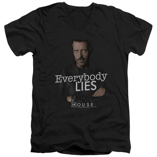 House - Everybody Lies - Short Sleeve Adult V-neck - Black T-shirt