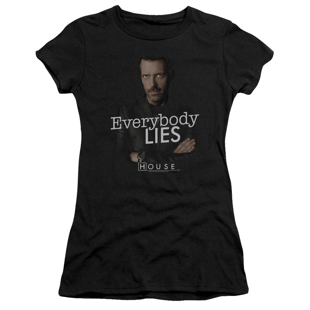 House - Everybody Lies - Short Sleeve Junior Sheer - Black T-shirt