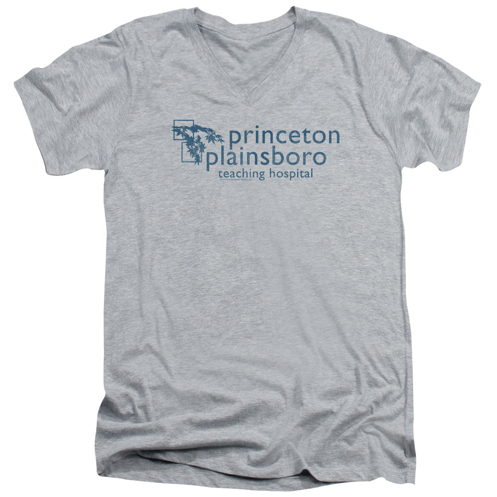 House - Princeton Plainsboro - Short Sleeve Adult V-neck - Athletic Heather T-shirt