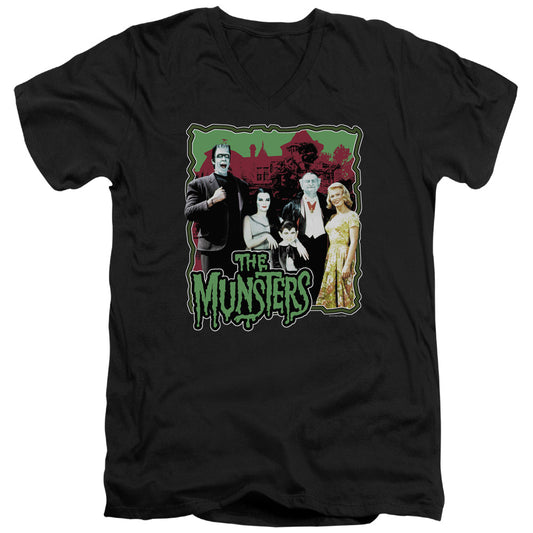 The Munsters - Normal Family - Short Sleeve Adult V-neck - Black T-shirt