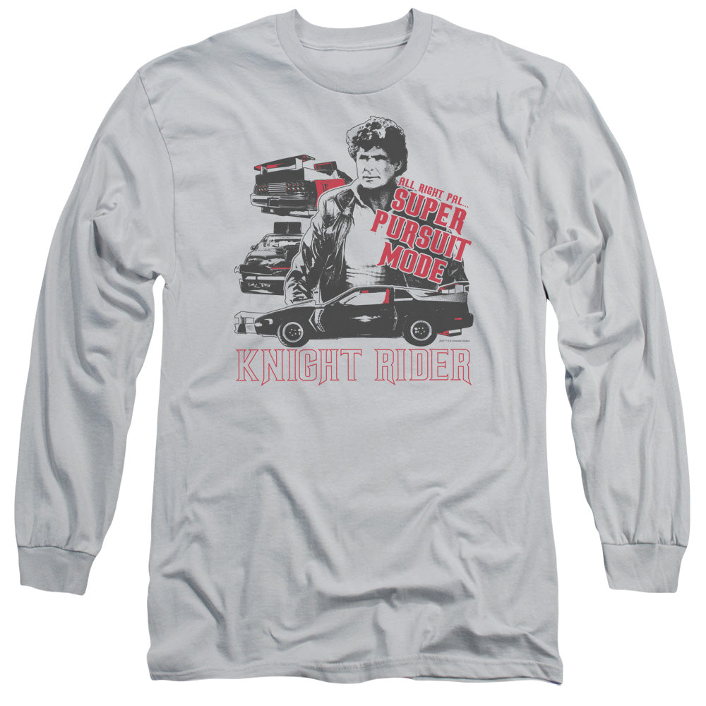 Knight Rider - Super Pursuit Mode - Long Sleeve Adult 18/1 - Silver T-shirt