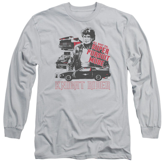 Knight Rider - Super Pursuit Mode - Long Sleeve Adult 18/1 - Silver T-shirt