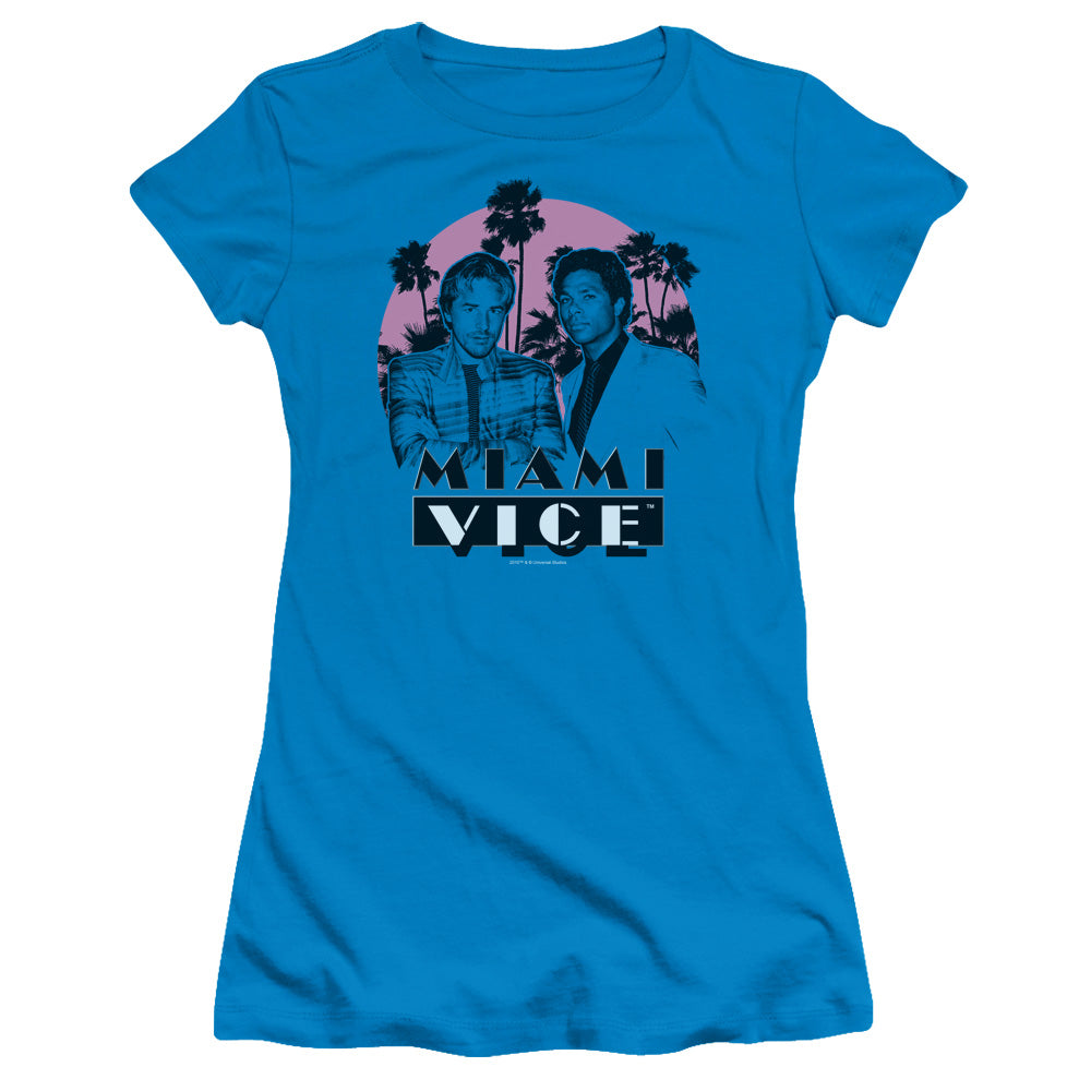 Miami Vice - Stupid - Short Sleeve Junior Sheer - Turquoise T-shirt