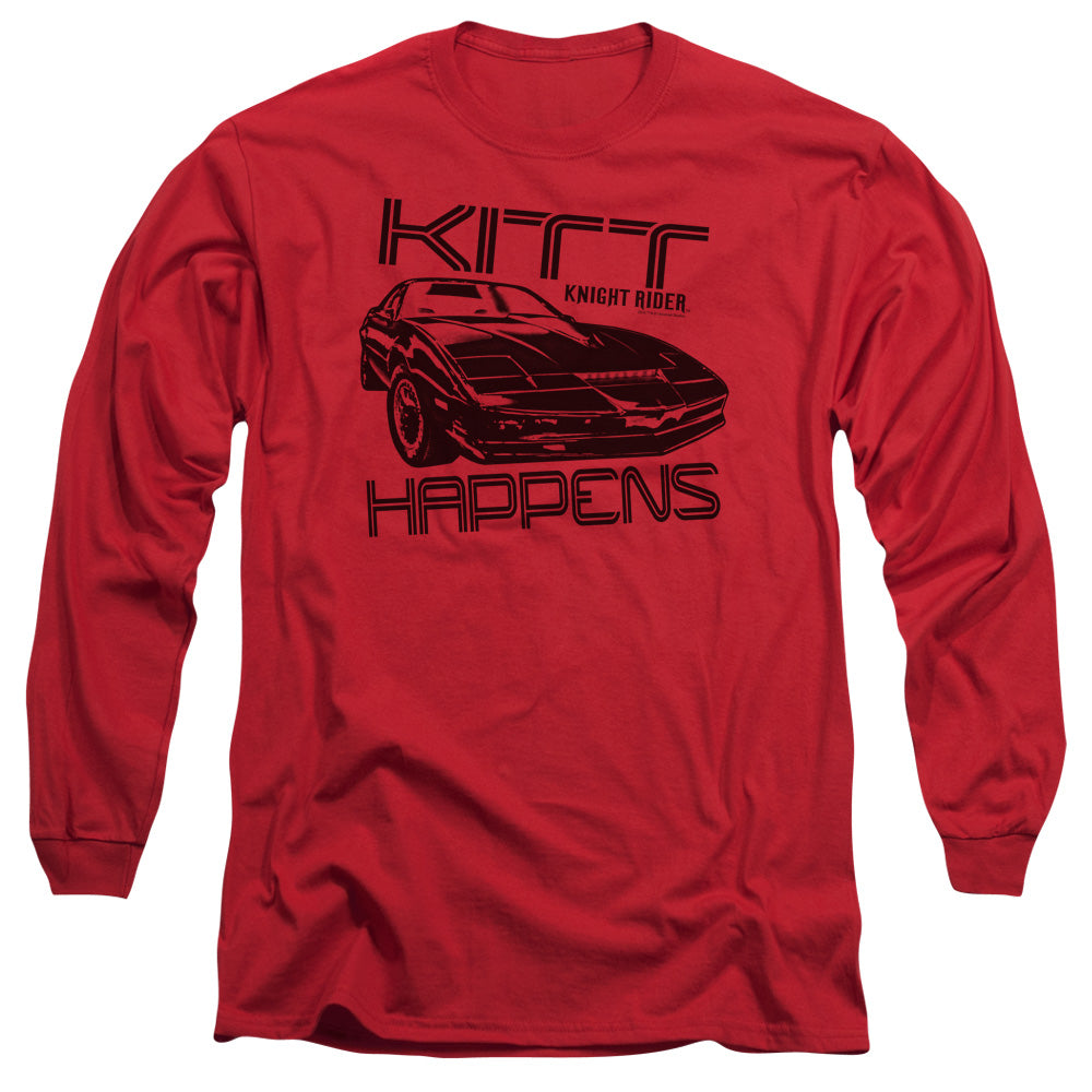 Knight Rider - Kitt Happens - Long Sleeve Adult 18/1 - Red T-shirt