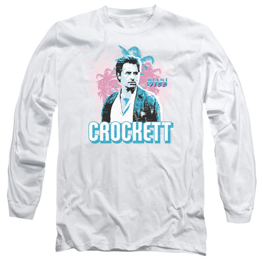 Miami Vice - Crockett - Long Sleeve Adult 18/1 - White T-shirt