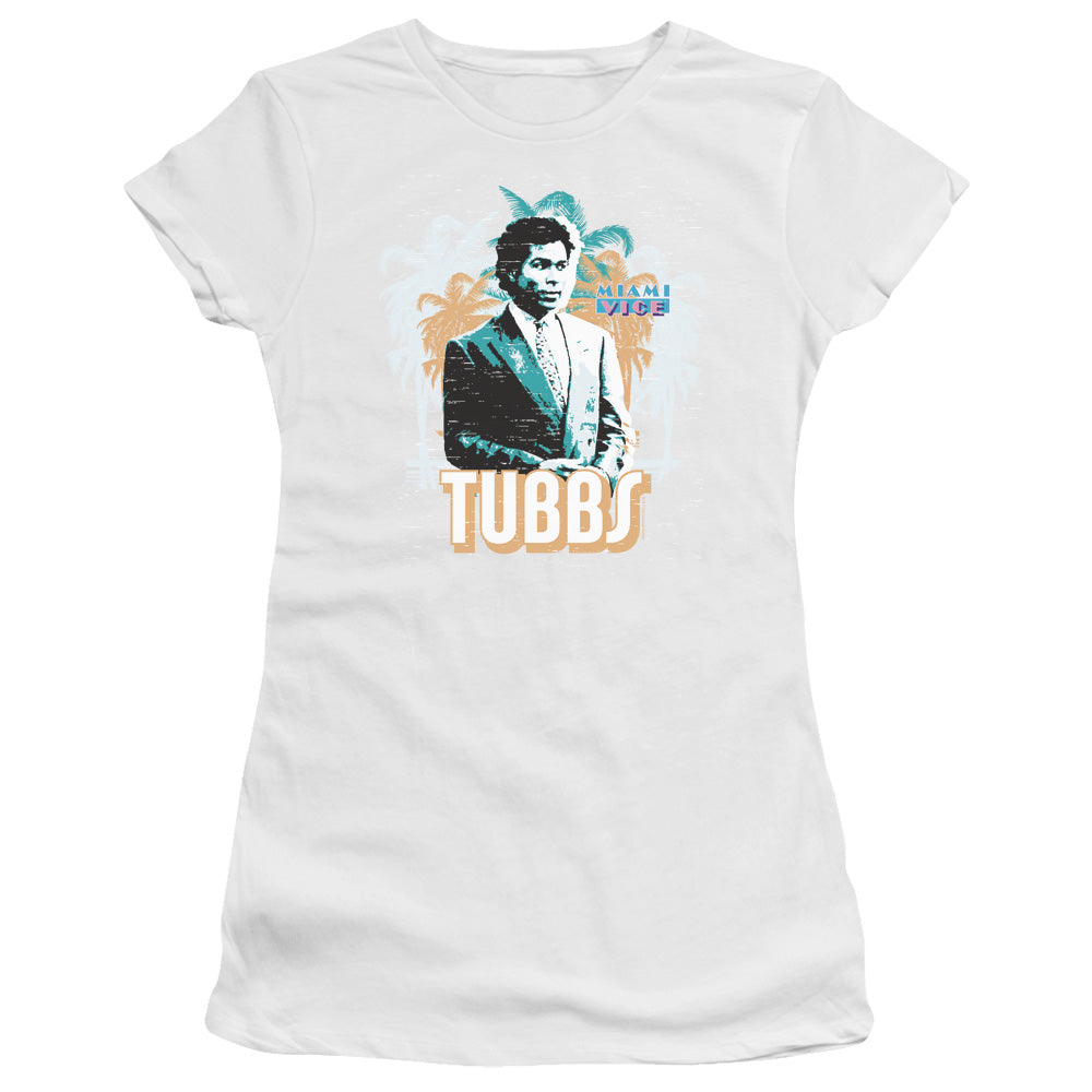 Miami Vice - Tubbs - Short Sleeve Junior Sheer - White T-shirt