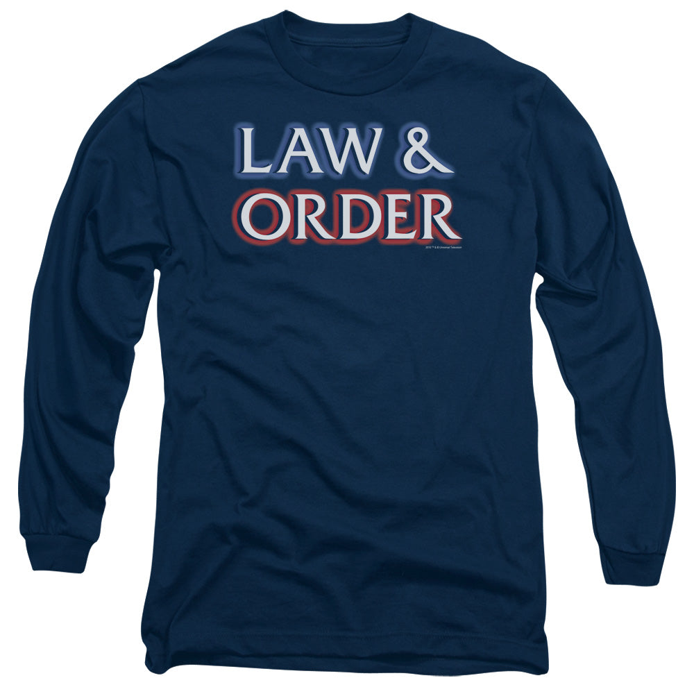 Law And Order - Logo - Long Sleeve Adult 18/1 - Navy T-shirt
