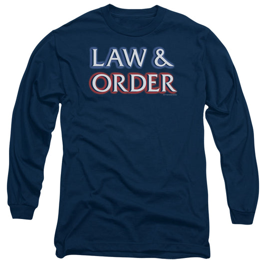 Law And Order - Logo - Long Sleeve Adult 18/1 - Navy T-shirt