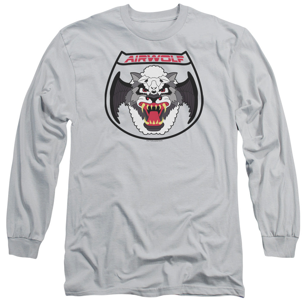 Airwolf - Patch - Long Sleeve Adult 18/1 - Silver - Sm - Silver T-shirt