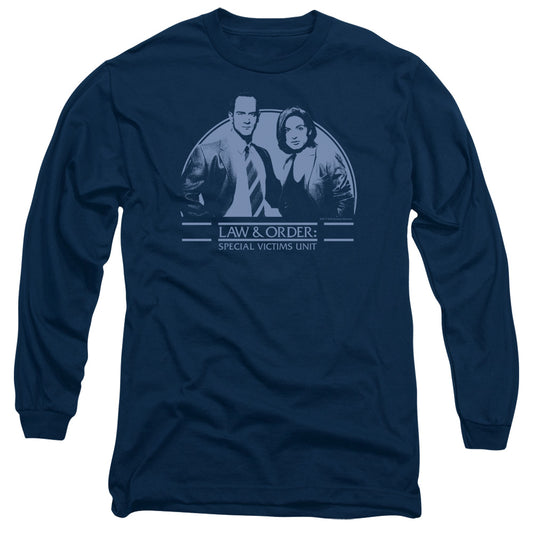 Law And Order Svu - Elliot And Olivia - Long Sleeve Adult 18/1 - Navy T-shirt