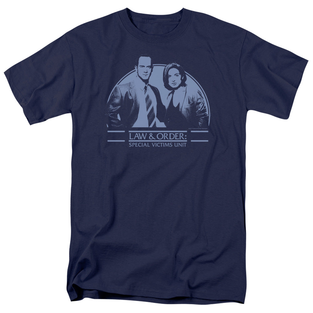 Law And Order Svu - Elliot And Olivia - Short Sleeve Adult 18/1 - Navy T-shirt