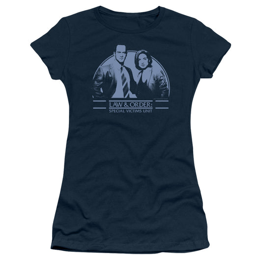 Law And Order Svu - Elliot And Olivia - Short Sleeve Junior Sheer - Navy T-shirt