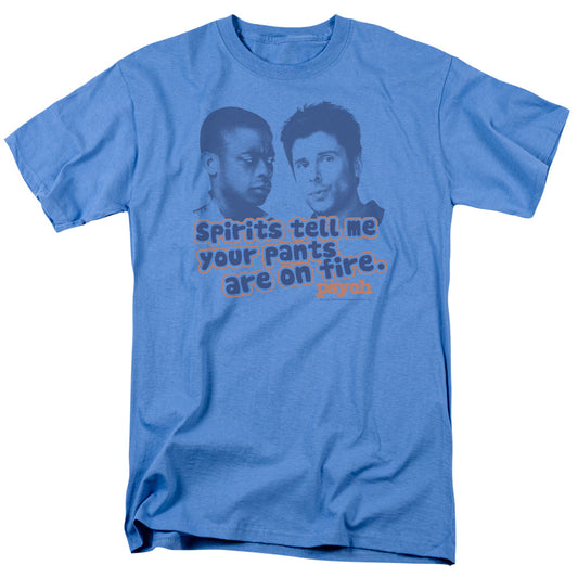 Psych - Pants On Fire - Short Sleeve Adult 18/1 - Carolina Blue T-shirt