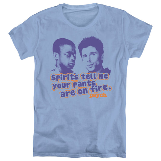 Psych - Pants On Fire - Short Sleeve Womens Tee - Carolina Blue T-shirt
