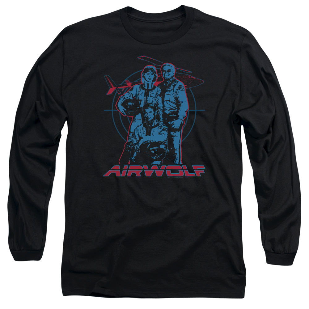 Airwolf - Graphic - Long Sleeve Adult 18/1 - Black - Sm - Black T-shirt