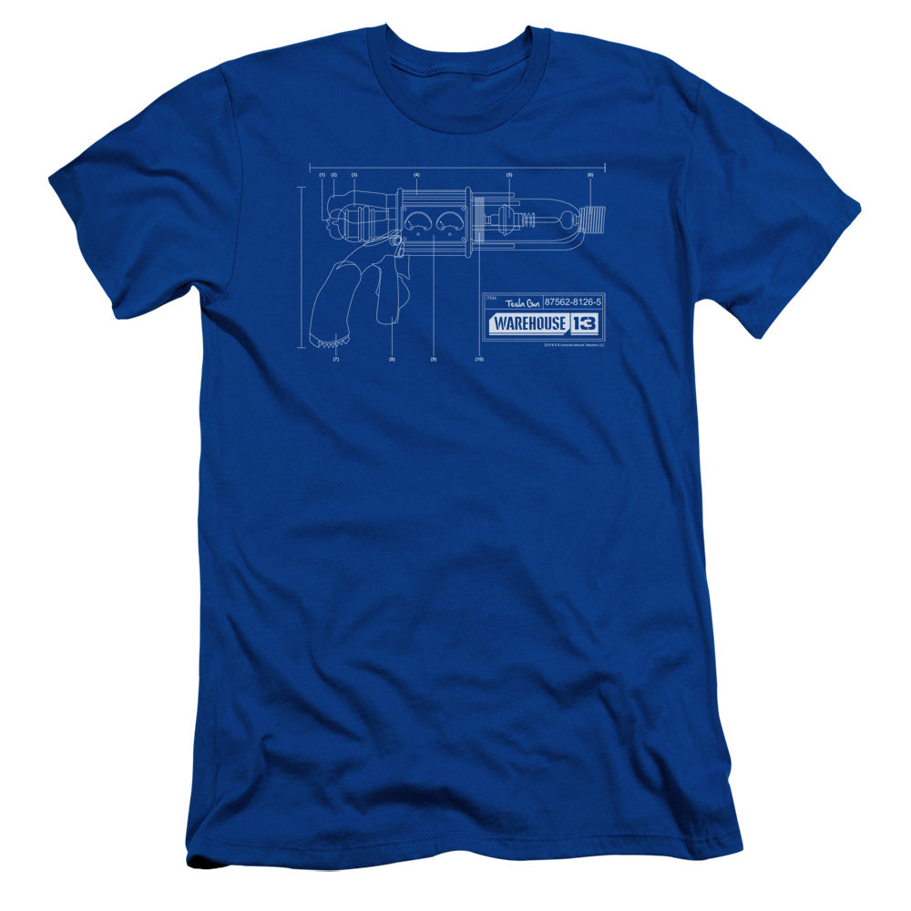 Warehouse 13 - Tesla Gun - Short Sleeve Adult 30/1 - Royal Blue T-shirt