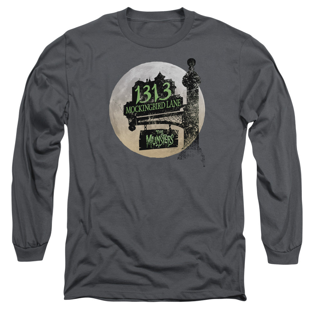 The Munsters - Moonlit Address - Long Sleeve Adult 18/1 - Charcoal T-shirt