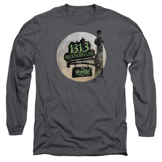 The Munsters - Moonlit Address - Long Sleeve Adult 18/1 - Charcoal T-shirt