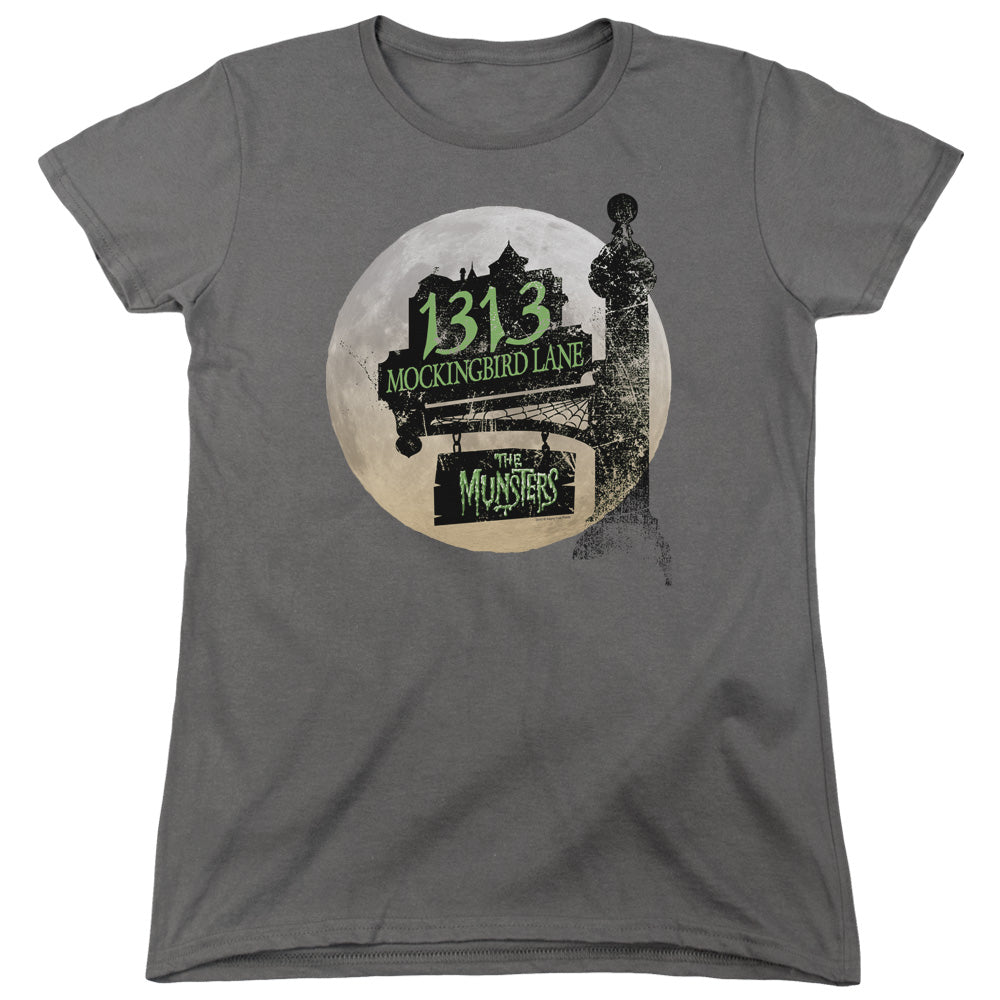 The Munsters - Moonlit Address - Short Sleeve Womens Tee - Charcoal T-shirt