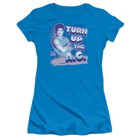 SAVED BY THE BELL TURN UP THE AC - S/S JUNIOR SHEER - TURQUOISE T-Shirt