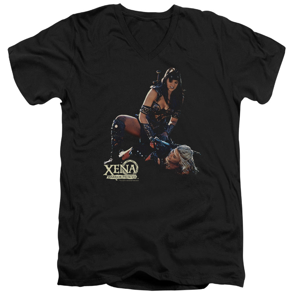Xena - In Control - Short Sleeve Adult V-neck - Black T-shirt