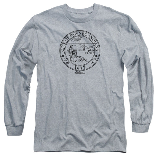 Parks And Rec - Pawnee Seal - Long Sleeve Adult 18/1 - Athletic Heather T-shirt