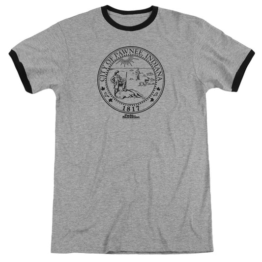 Parks And Rec - Pawnee Seal - Adult Ringer - Heather/black
