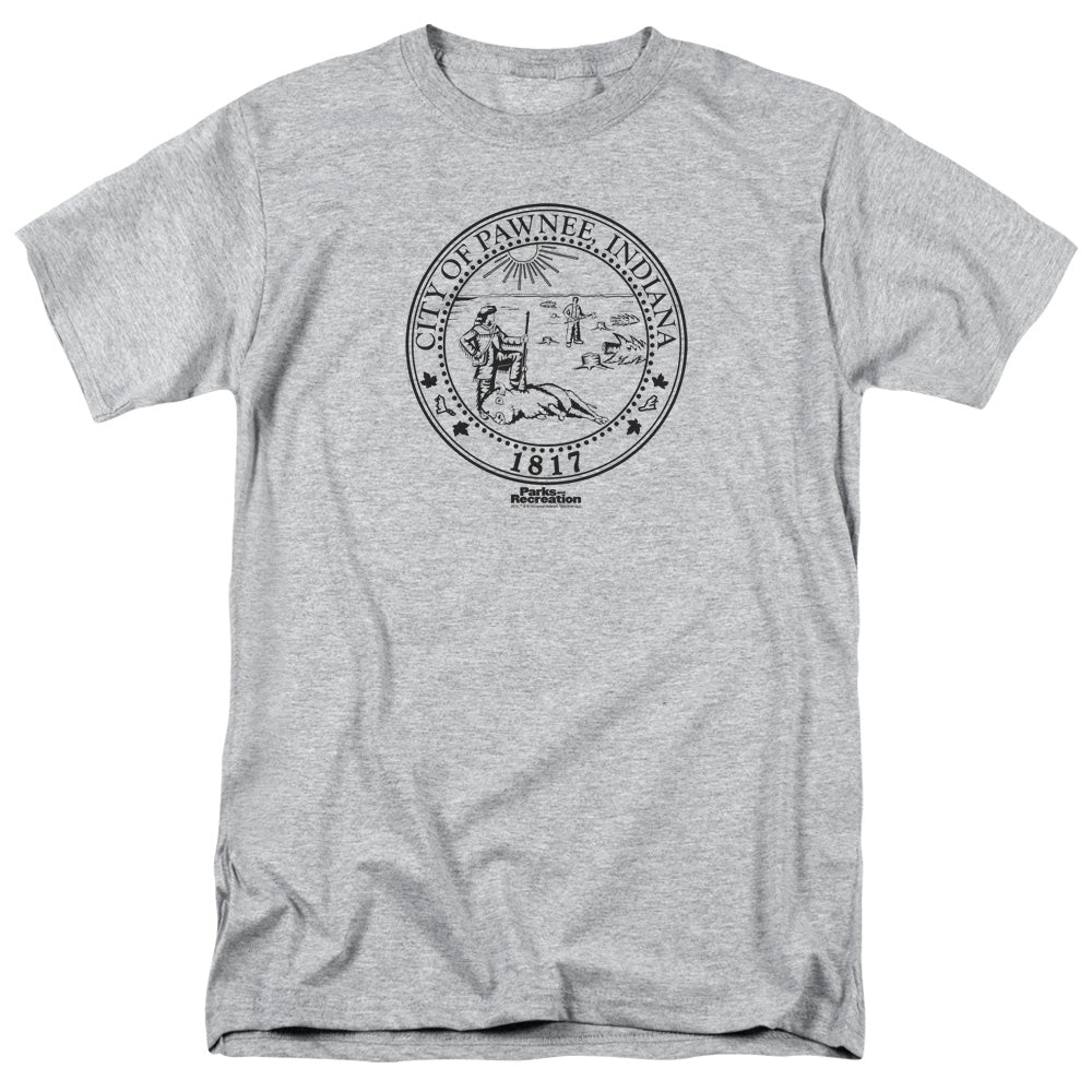 Parks And Rec - Pawnee Seal - Short Sleeve Adult 18/1 - Athletic Heather T-shirt