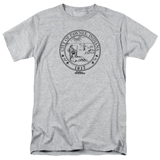 Parks And Rec - Pawnee Seal - Short Sleeve Adult 18/1 - Athletic Heather T-shirt