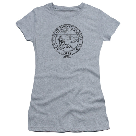 Parks And Rec - Pawnee Seal - Short Sleeve Junior Sheer - Athletic Heather T-shirt