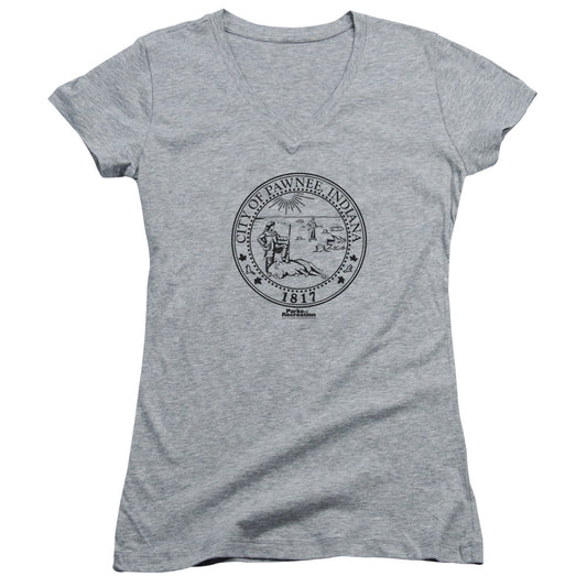 Parks And Rec - Pawnee Seal - Junior V-neck - Athletic Heather