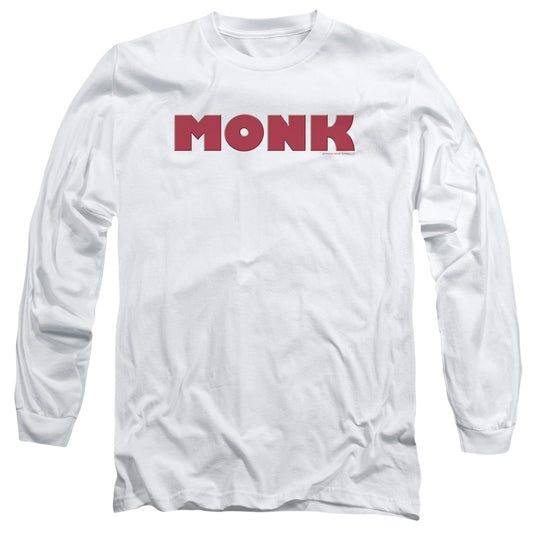 Monk - Logo - Long Sleeve Adult 18/1 - White T-shirt
