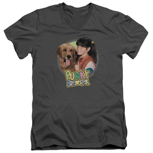 Punky Brewster - Punky & Brandon - Short Sleeve Adult V-neck - Charcoal T-shirt