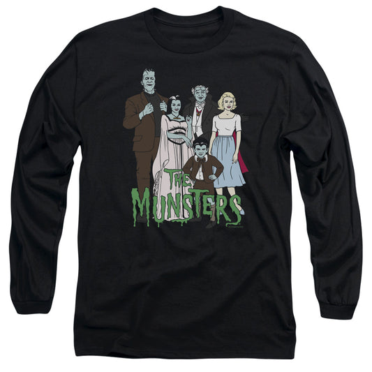 The Munsters - The Family - Long Sleeve Adult 18/1 - Black T-shirt