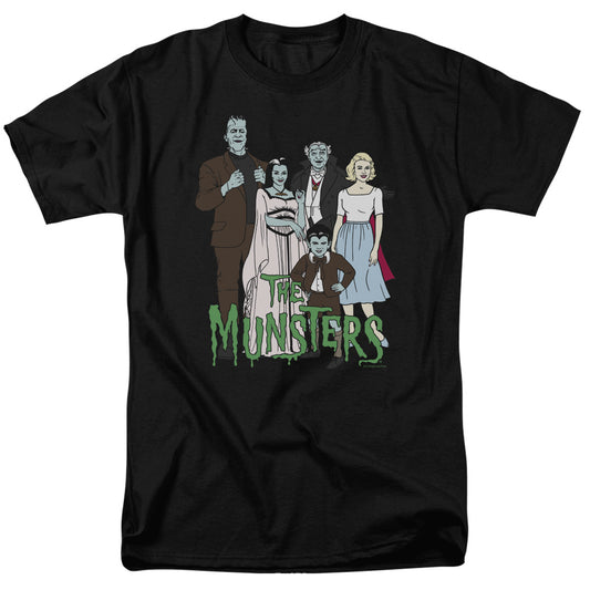 The Munsters - The Family - Short Sleeve Adult 18/1 - Black T-shirt